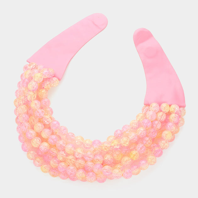 FASHNZFAB Chunky Acrylic Beaded Faux Leather Magnetic Necklace Pink One Size 3