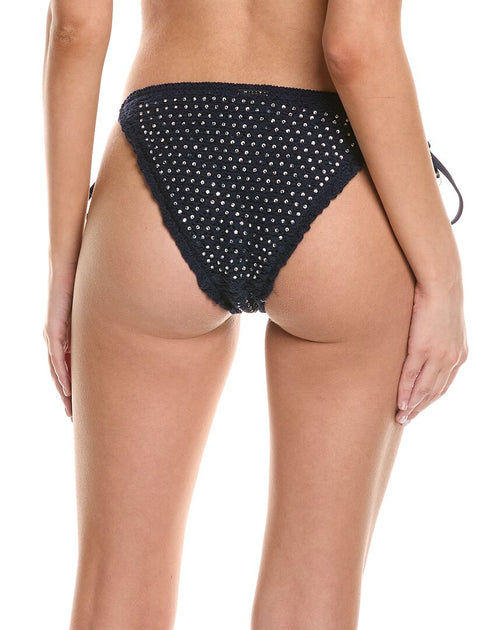Milly Glimmer String Bikini Bottom Black Large 3