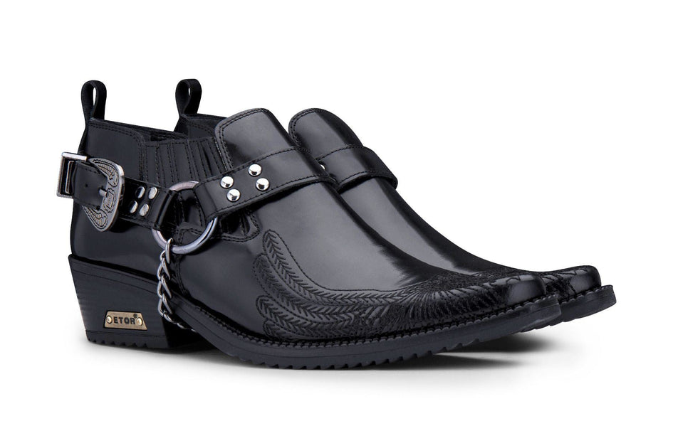 Infinity Eagle Cuban Heel Leather Cowboy Boots Black EU 46 4