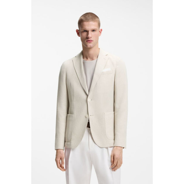 Boss Patterned Slim-fit Jacket Beige US 44 Regular 4