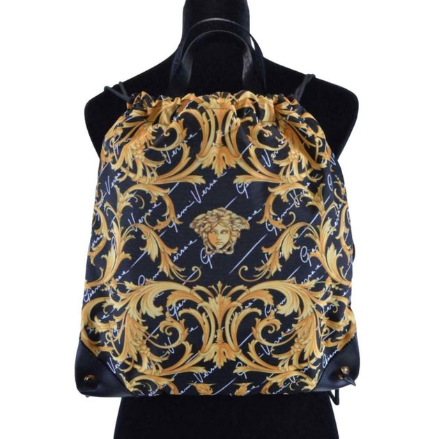 Versace Nylon Barocco Signature Print Drawstring Backpack Multi One Size 3