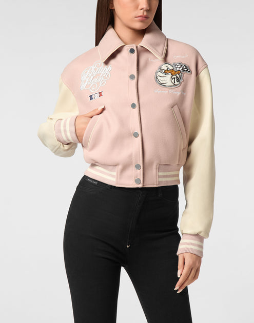 Philipp Plein College PP Duck Bomber Jacket Pink Small 4