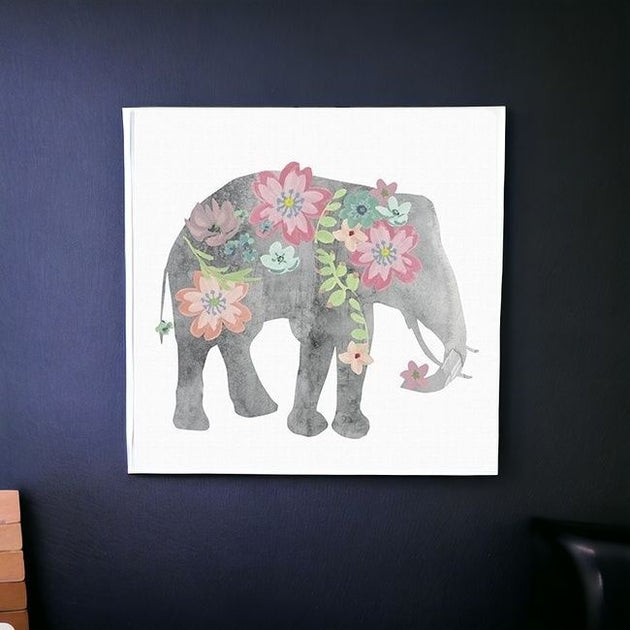 Hivvago Floral Elephant Print Gray 30x30 6
