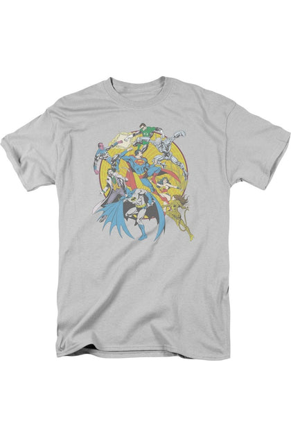 Gildan DC Comics Spin Circle Fight T-Shirt Grey Small 2