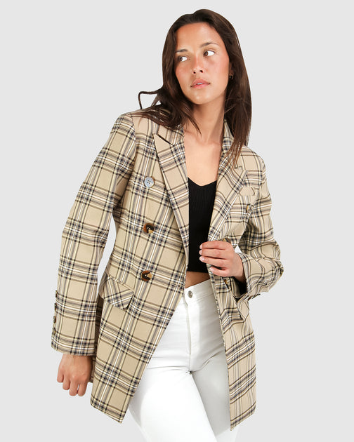 belle & bloom Too Cool For Work Plaid Blazer Grau XL 4