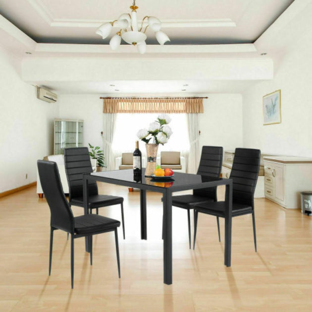 Hivvago 5 Piece Dining Set Black 2