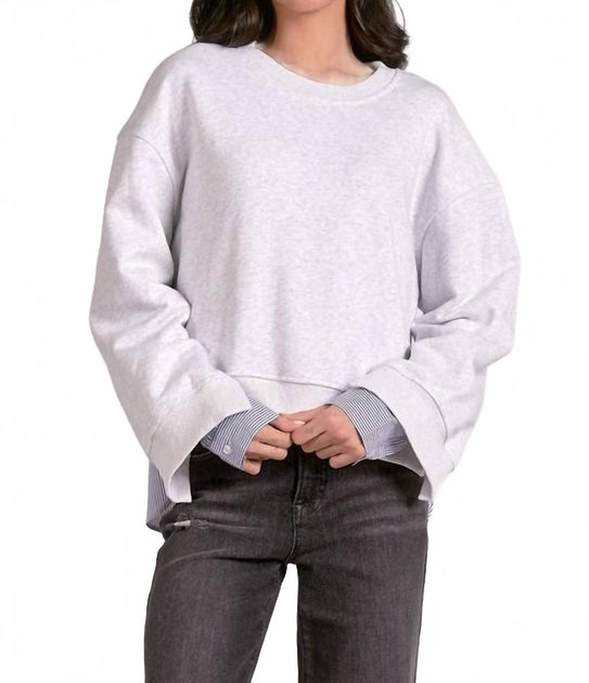 ELAN Mixed Media Top White XS 2