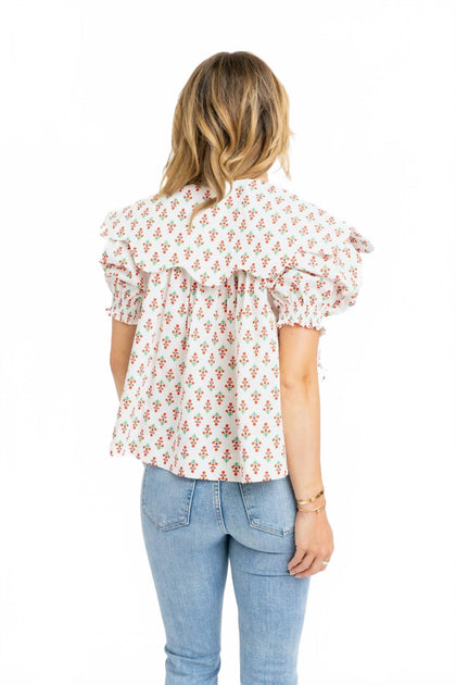 Karlie Floral Collar Button Top Multi Large 3