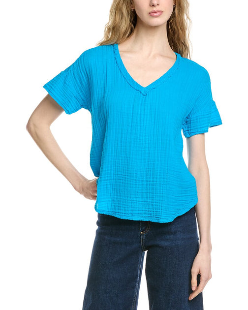 Michael Stars Gretna V-Neck T-Shirt Blue Small 2