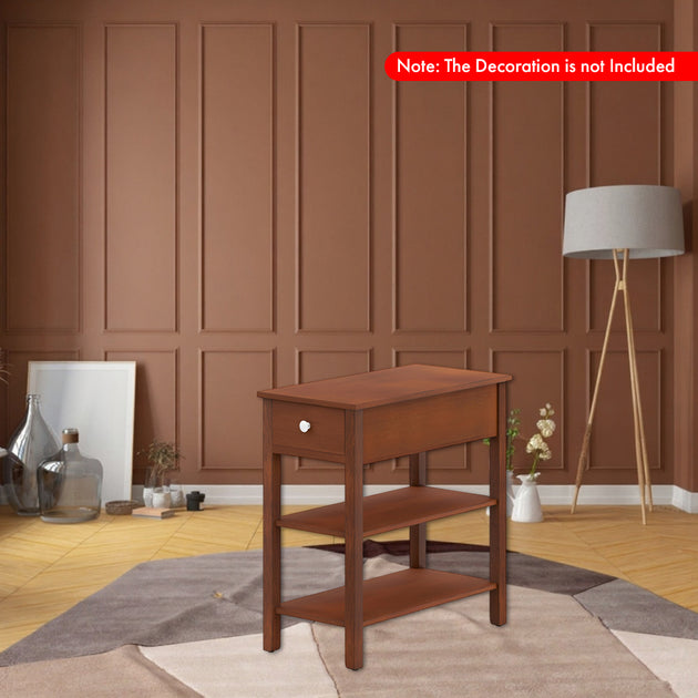 Hivvago 3-Layer Slim Side Table Brown 3