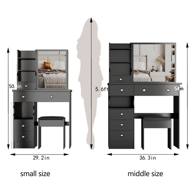 Streamdale 37in Vanity Table Set White 6