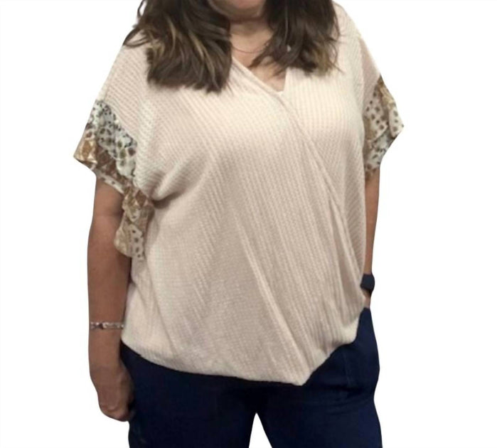Umgee Wrap Style Tee Top Beige Large 3