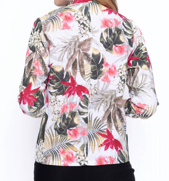 Picadilly Three Quarter Sleeve Floral Jacket Red Large 3