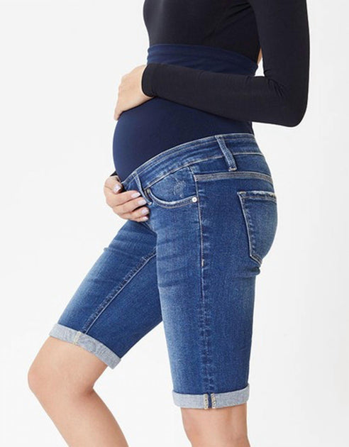 KanCan Maternity Full Band Bermuda Short Blue 26 4