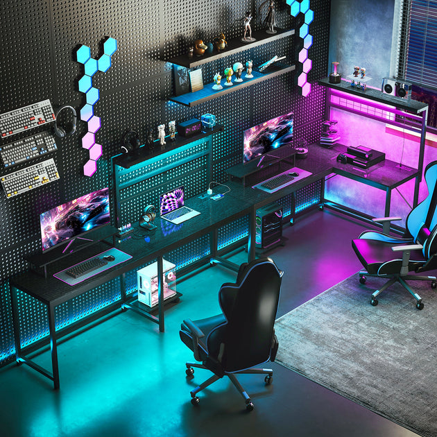 Hivvago L-Shaped Computer Desk Black 4