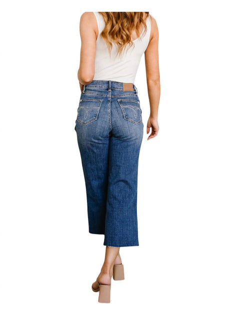 Judy Blue Hayes High Rise Wide Leg Crop Jeans Blue 26 4