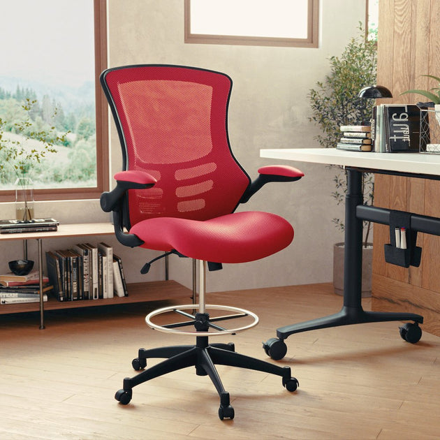 Flash Furniture Mittelhohes rotes Netz-Entwurfsstuhl 3