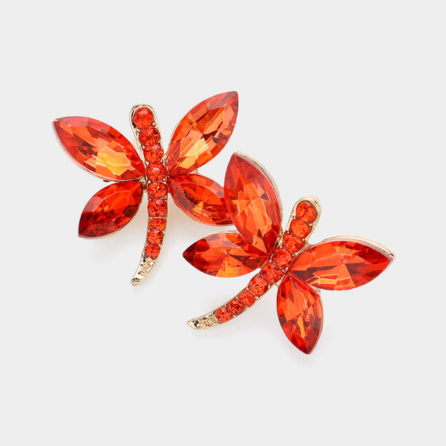 Boucles d'oreilles papillon de soirée rouges FASHNZFAB 4
