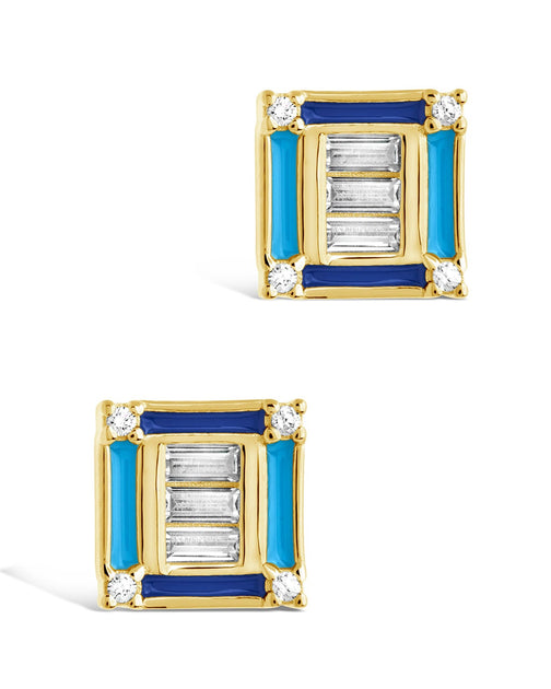 Sterling Forever Luella Square Stud Earrings Gold One Size 4