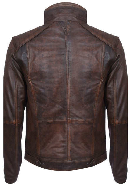 Infinity Vintage Leather Biker Jacket Brown XXL 4