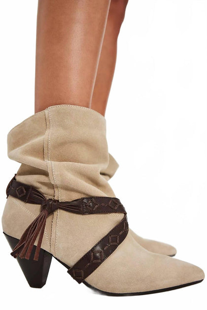 Free People Bronte Belt Wrap Boot Beige US 9.5 4