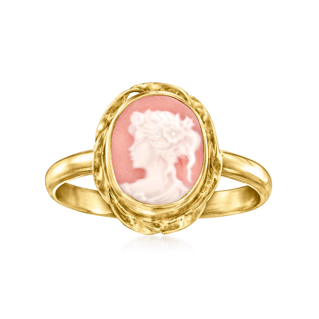 Ross-Simons Pink Porcelain Cameo Ring Yellow US 10 2