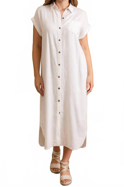 PAPARAZZI Damen weißes Midi-Hemdenkleid - Small 3