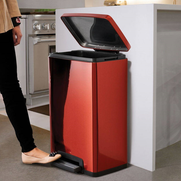 Hivvago Stainless Steel 13-Gallon Kitchen Trash Can Copper Red 4