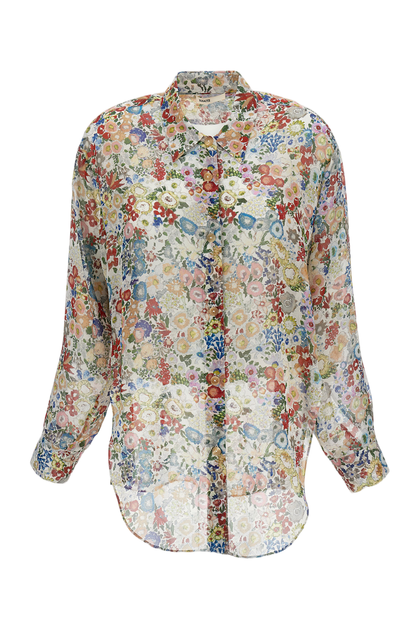 Khaite Sheer Floral Silk Shirt Multi Small 2