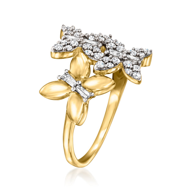 Ross-Simons Diamond Butterfly Ring Silver US 7 4