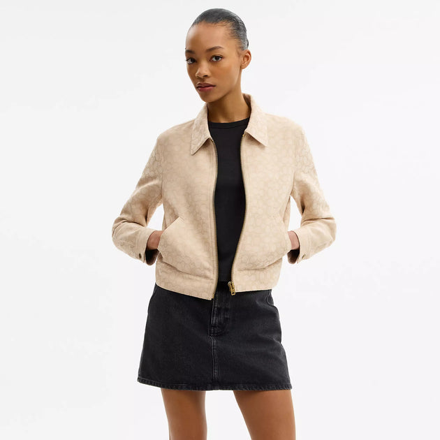 Coach Signature Zip Front Jacket Pink XS 3