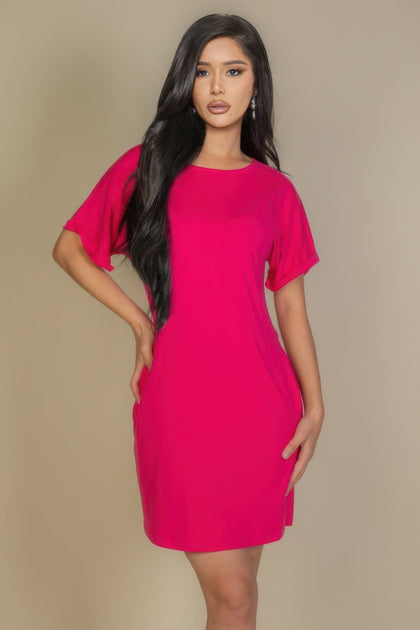 TRUEDAMES Side Pocket Double Folded Mini Dress Pink Small 4