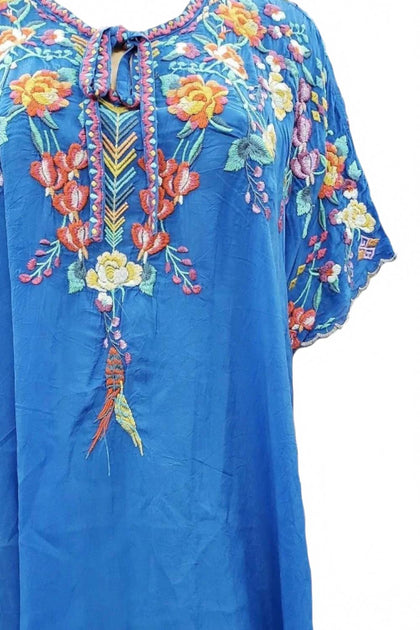 Johnny Was Rayon Embroidered Poncho Multi Large 3