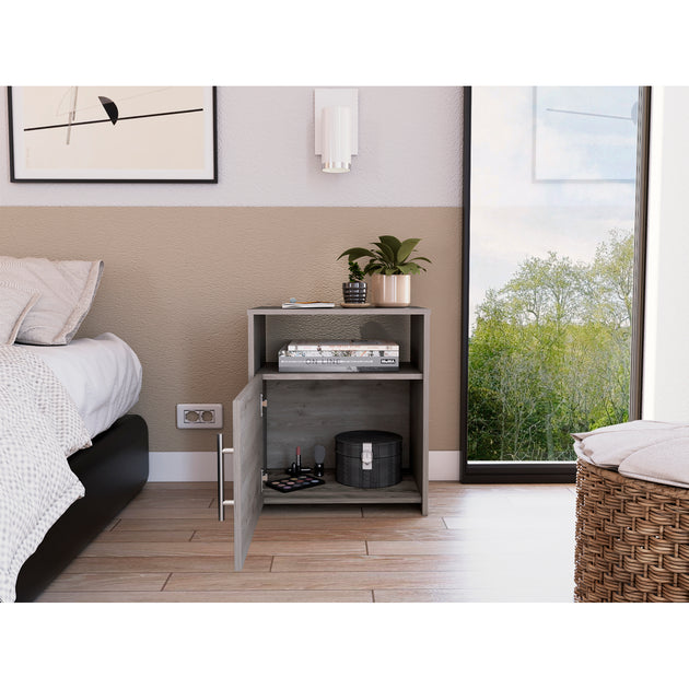 Streamdale Florian 1-Shelf Nightstand Light Grey 3
