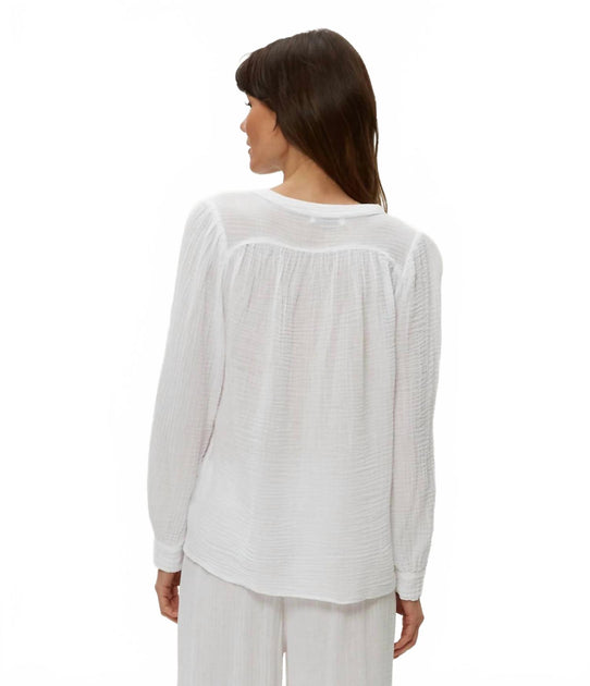 Michael Stars Kacey Peasant Top White Medium 4