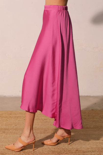 TRUEDAMES Washed Poly Silk Midi Swing Skirt Green Small 4
