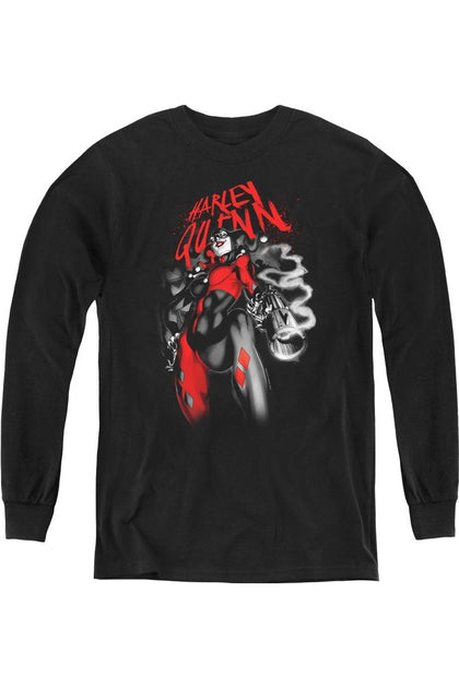 Gildan Batman Down The Barrel Youth Long Sleeve Tee Black Small 2