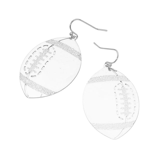 FASHNZFAB Metal Cutout Football Dangle Earrings Silver 3