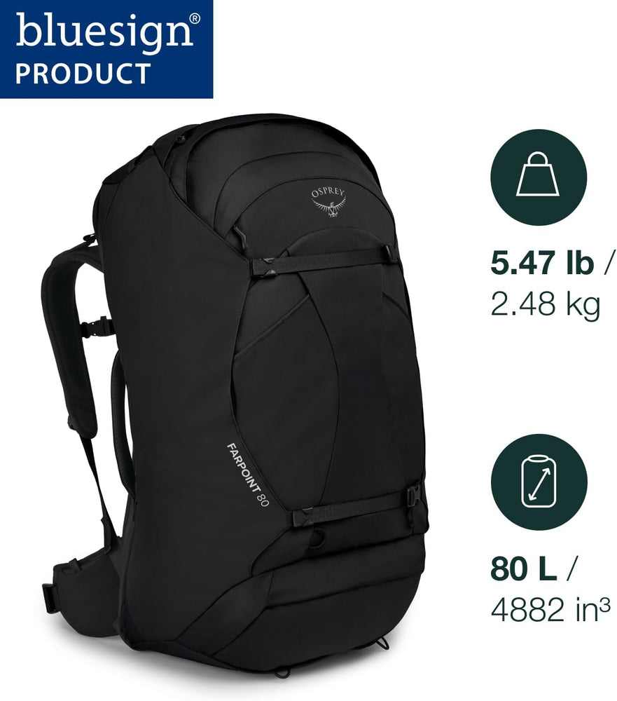 osprey 80 litre backpack Farpoint 80l Mens Travel - Black VB007-BKP Louis Vuitton Chalk Backpack Bait Scent:PowerBait with Worm duty bluesign approved
