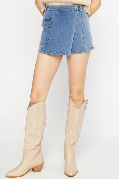 entro Denim Cargo Skort Blue Large 2
