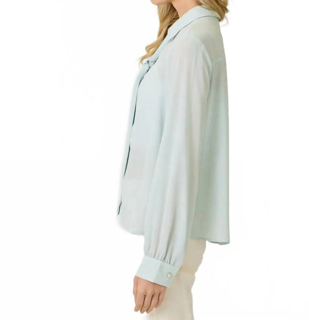 Mystree Effortless Tie-Neck Blouse Blue Small 4