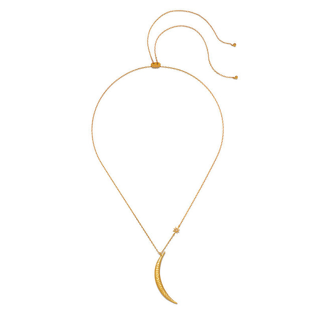 Satya Jewelry Illuminated Path Gold Moon Necklace Gold 2