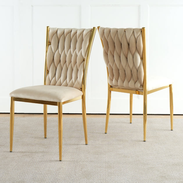 Streamdale Velvet Dining Chair Beige 2