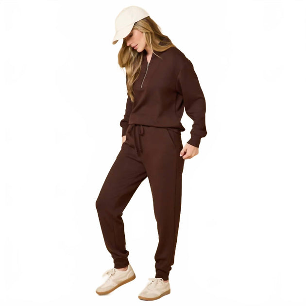 SOFTiES Ensemble Jogger Zip Brown Small 2