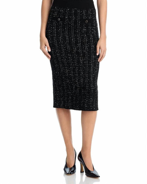 Veronica Beard Corbin Knit Midi Skirt Black S 2