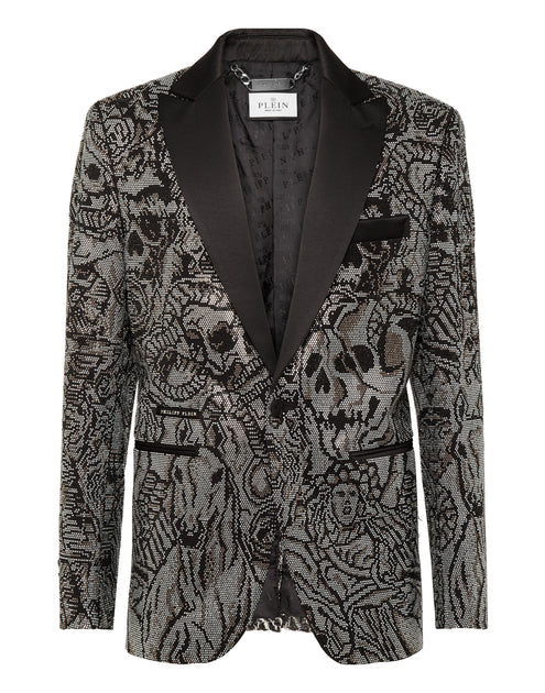 Philipp Plein Lord Fit Tattoo Wool Blend Blazer Grey EU 50 2