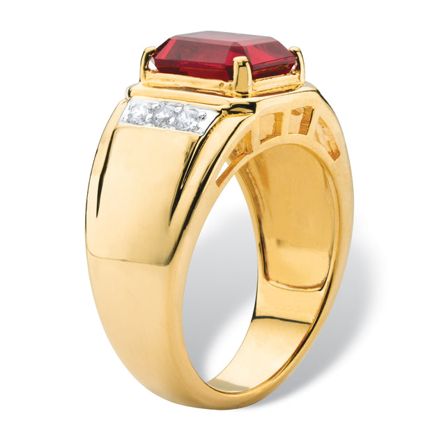 Palm Men's Garnet Diamond 18k Gold-Plated Ring Red US 8 3