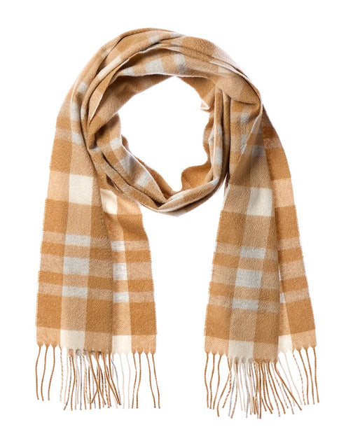 Amicale Cashmere Exploded Plaid Scarf Beige One Size 2