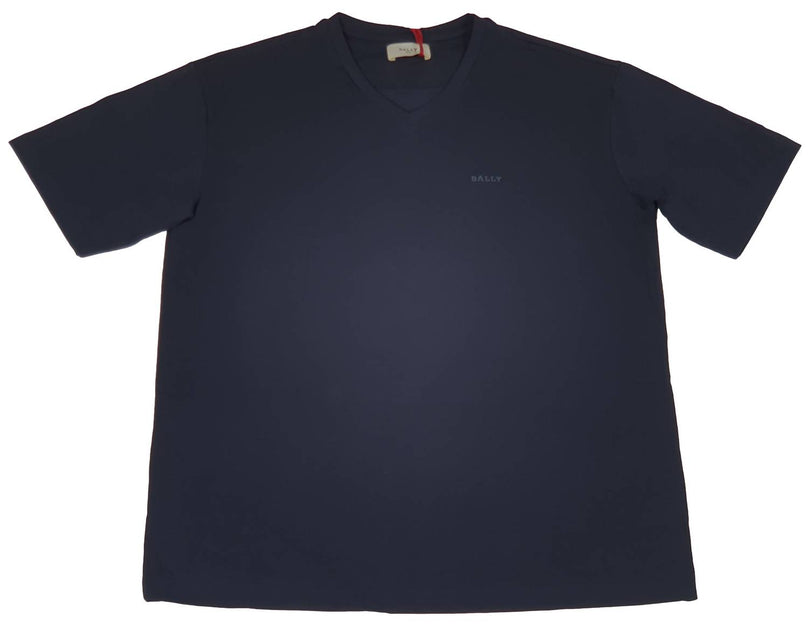 Bally Men's V-Neck Logo T-Shirt Blue XXSmall 2