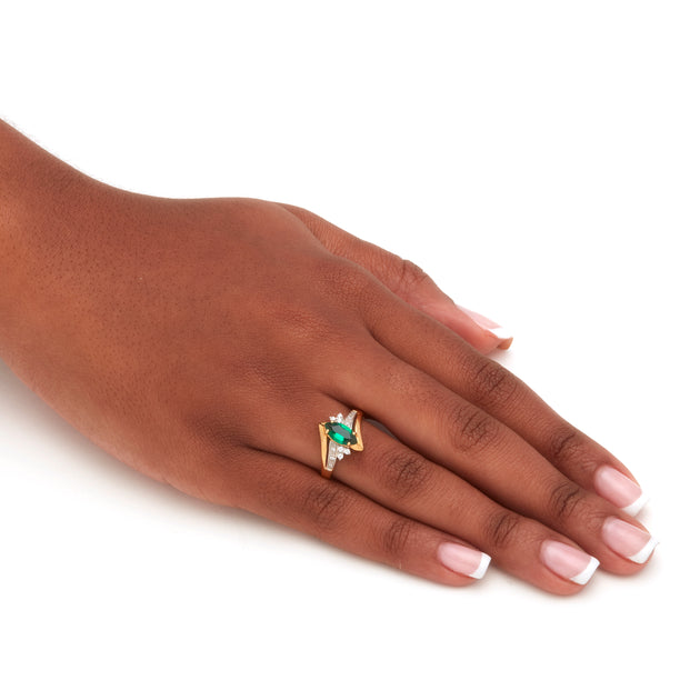 Palm Simulated Emerald Gold-plated Sterling Silver Ring Green US 6 4